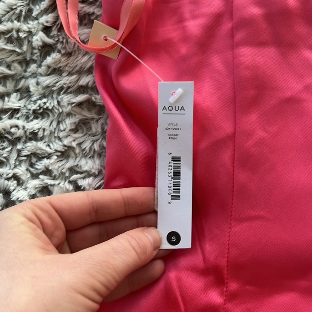 AQUA|Barbie Pink|Square neck|Bodycon|mini dress|Satin|Sleeveless|Party|Spring|S - Picture 6 of 8
